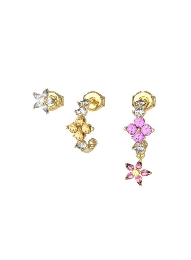 طقم أقراط زهور كريستالية